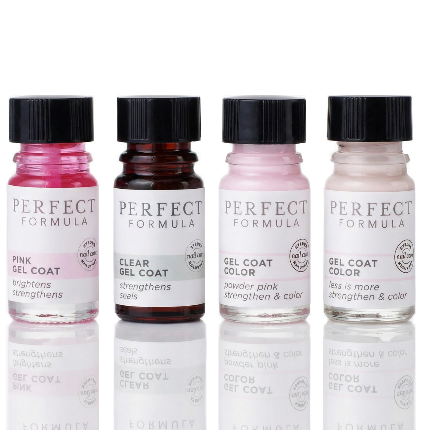 Perfect Formula Gel Coat Manicure Set - Nail Strengthener, Keratin Nail Treatment, Pink, Powder Pink, Taupe and Clear - Nail Strengthener for Damaged Nails