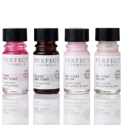 Perfect Formula Gel Coat Manicure Set - Nail Strengthener, Keratin Nail Treatment, Pink, Powder Pink, Taupe and Clear - Nail Strengthener for Damaged Nails