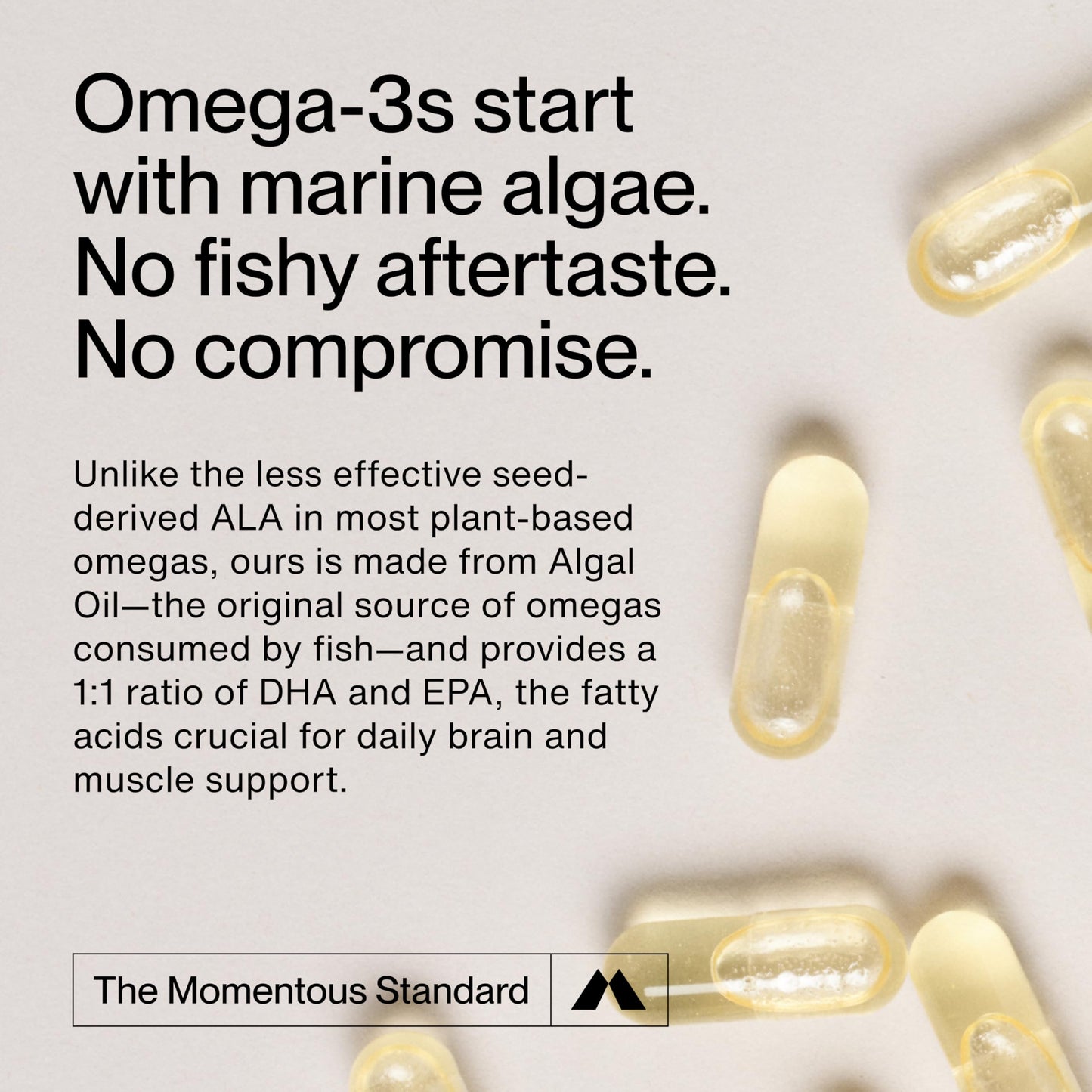 Momentous Vegan Omega-3 - Plant-Based EPA & DHA Supplement for Men & Women - Sourced from Algae Oil - Supports Heart, Joint, & Brain Health - NSF Certified for Sport - 1,000 mg - 30 Servings Momentous buy supplements Au