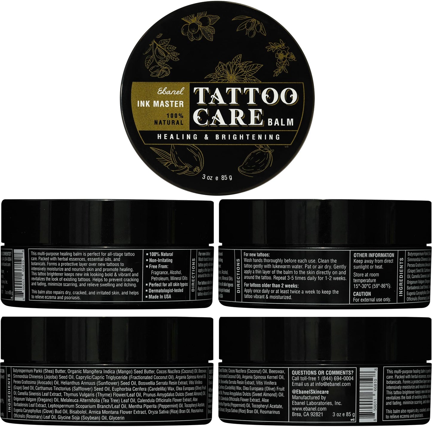 Ebanel Bundle of 5% Lidocaine Numbing Spray and Tattoo Aftercare Healing Balm
