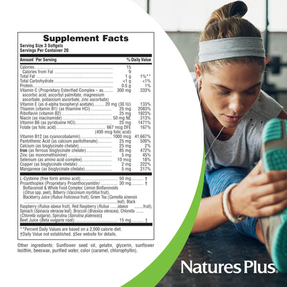 NaturesPlus Hema-Plex Iron - 60 Fast-Acting Softgels - 85 mg Iron + Vitamin C & Bioflavonoids for Healthy Red Blood Cells