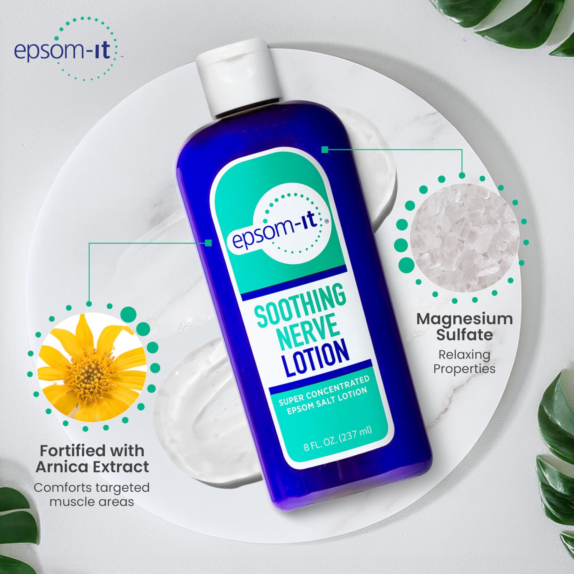 Epsom-It Soothing Nerve Lotion - Epsom Salt Magnesium Lotion, Topical Magnesium Cream with Capsaicin & Arnica to Provide Comfort for Legs, Knee and Feet, 8.0 oz., 2-Pack EPSOM-ITBuy Supplements Australia