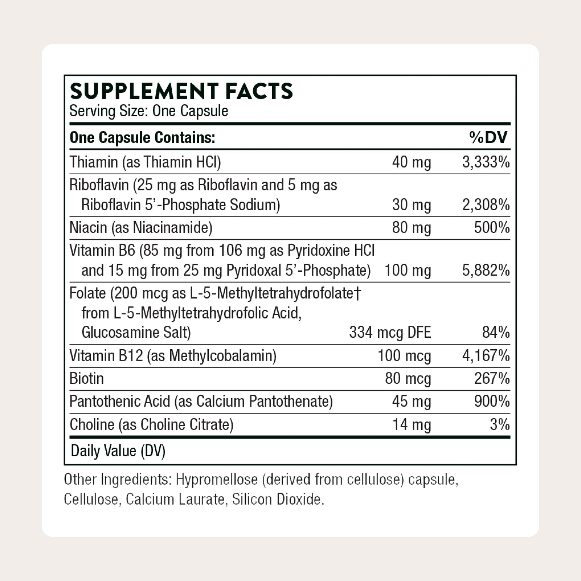 THORNE - B-Complex #6 - Vitamin B Complex with Active Forms of Essential B Vitamins & Extra B6-60 Servings THORNE buy supplements Au
