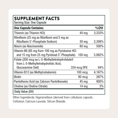 THORNE - B-Complex #6 - Vitamin B Complex with Active Forms of Essential B Vitamins & Extra B6-60 Servings THORNE buy supplements Au