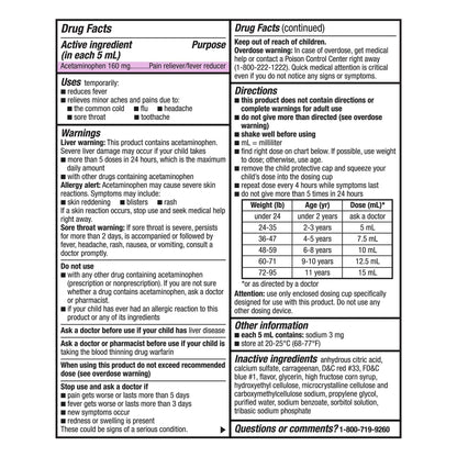 GoodSense Children's Pain and Fever, Acetaminophen 160 mg per 5 mL Oral Suspension, Grape Flavor, 8 FL OZ GoodSenseBuy Supplements Australia