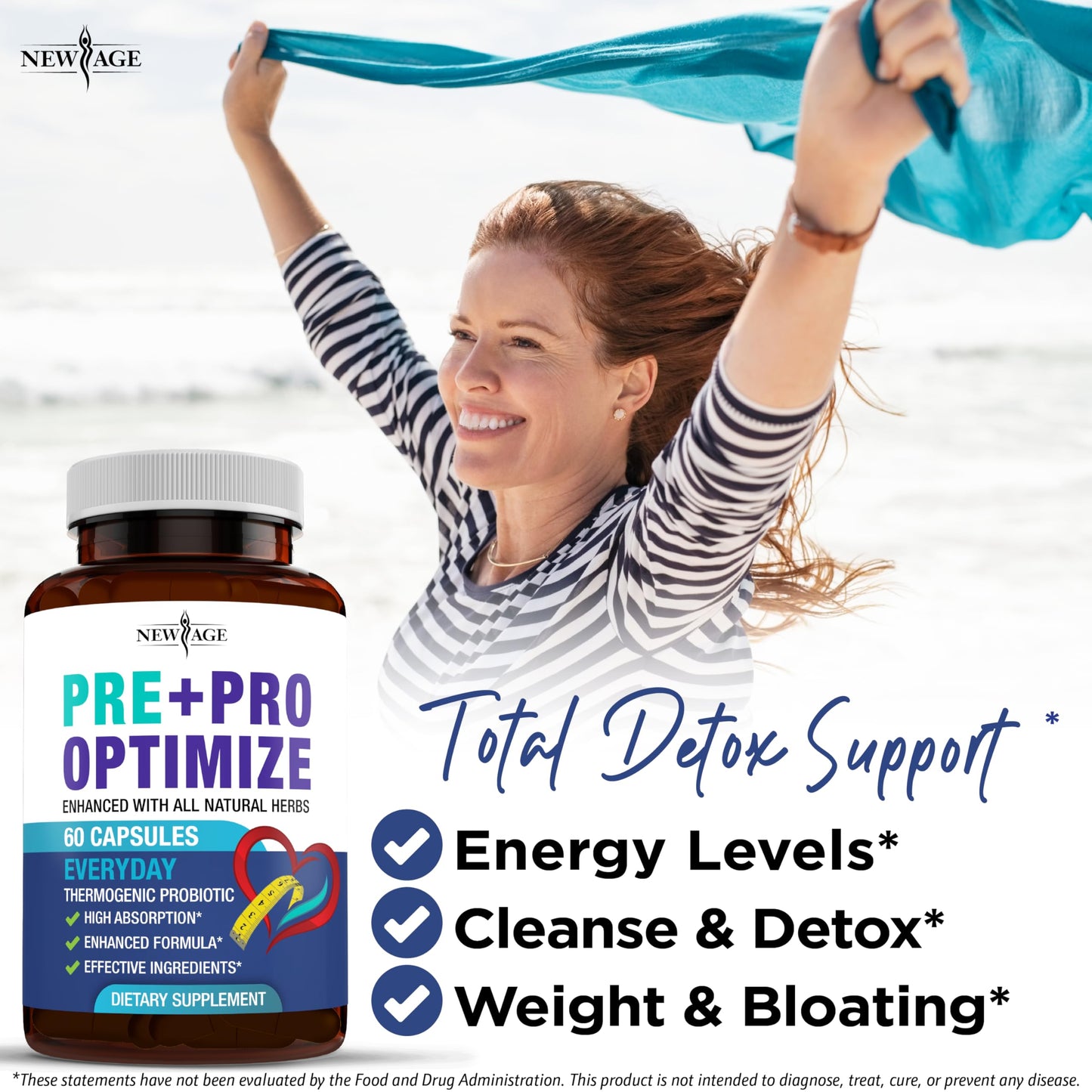 Pro Optimize Probiotics for Women, Menopause, 70 Billion CFU, Digestive Health - Relief for Bloating, Hot Flashes, Joint Support, Night Sweats - Gut Health & Metabolism - Dong Quai (120 (Pack of 2)) NEW AGE buy supplements Au