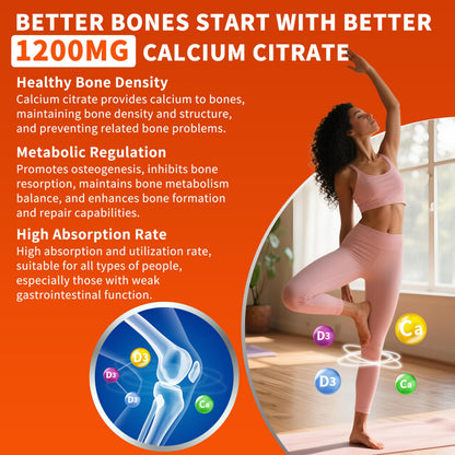 (2 Pack) Calcium Citrate 1200 mg with Vitamin D3 Gummies for Women & Men,Calcium Supplements for Bone & Teeth Support,High Absorption - Easy to Digest,