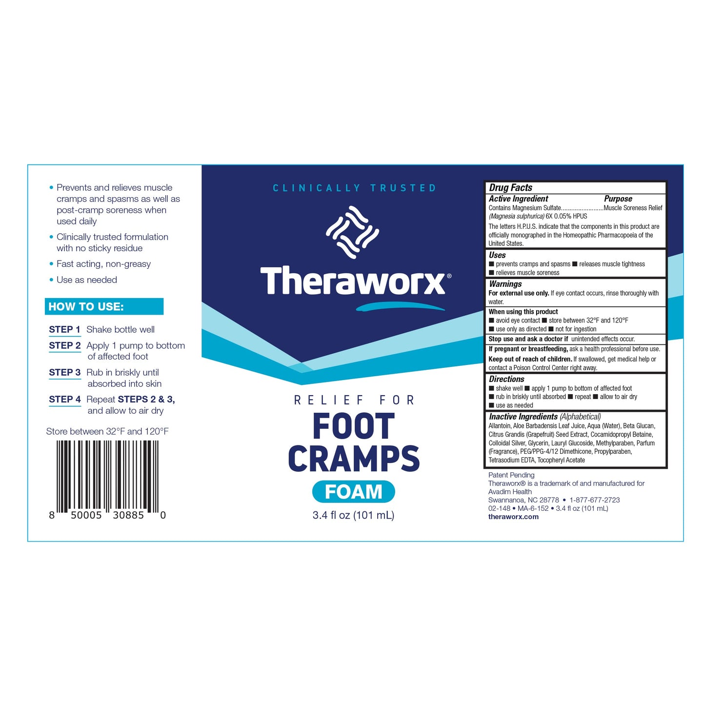 Theraworx Fast-Acting Foam for Foot Cramp Relief with Magnesium Sulfate - 3.4 Fl Oz - 1 Count TheraworxBuy Supplements Australia