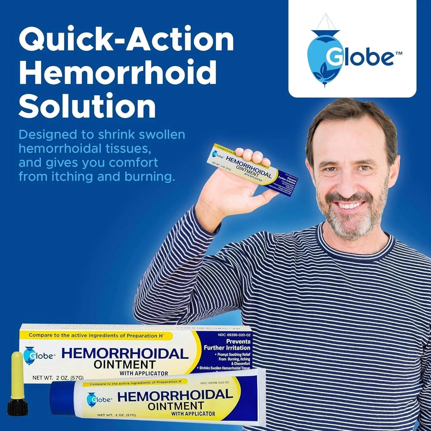 Globe Hemorrhoidal Ointment, Phenylephrine HCl, Petrolatum, Mineral Oil, Relief from Burning, Itching and Discomfort of Hemorrhoids, 2 Ounces (4 Pack) GlobeBuy Supplements Australia