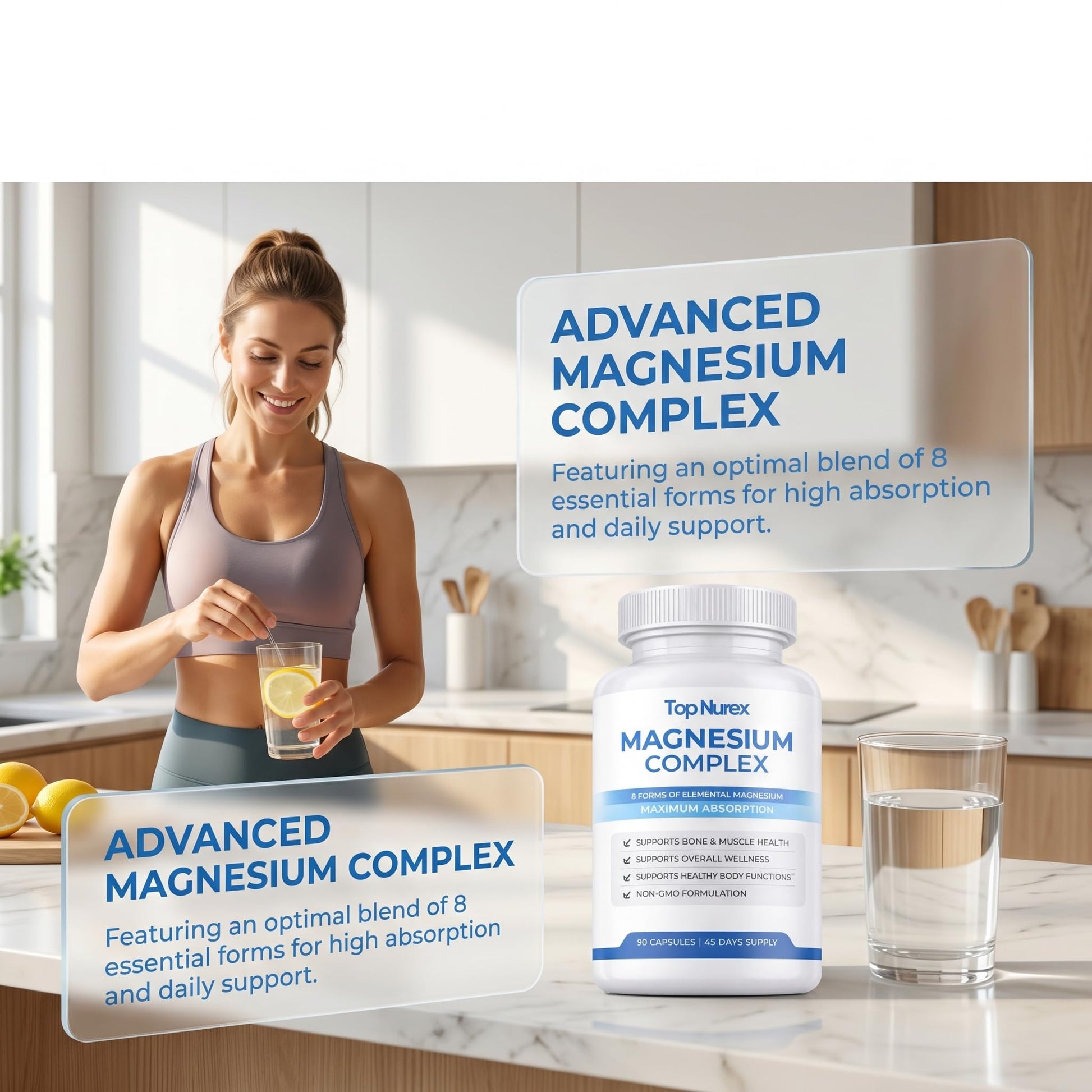 Top Nurex Magnesium Complex for Women & Men,1000mg High Absorption Blend, 8 Magnesium Forms Including Glycinate, Citrate & Malate, Daily Nutrient Support, Vegan Non-GMO, 90 Capsules (1 Pack) wuliao buy supplements Au