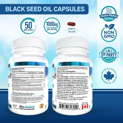 Bio Absorb Black Seed Oil Cold Pressed Capsules. 200 softgels, 500mg (50-Day Supply). No Aftertaste. Bio Absorb Nutraceuticals buy supplements Au