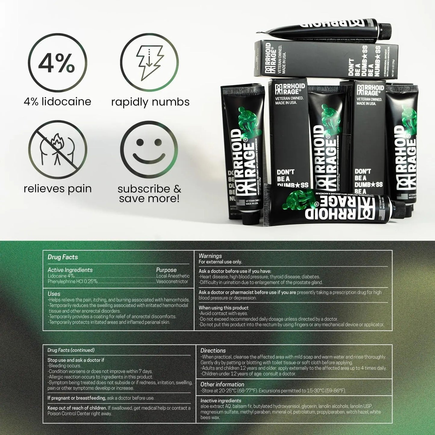 Hemorrhoid Ointment - Fissure and Hemorrhoid Treatment with Lidocaine, Aloe Extract, Magnesium Sulfate, Balsam Fir, Fast Acting Hemorrhoid Cream for Itching, Swelling and Maximum Pain Relief (1-Pack) Rrhoid RageBuy Supplements Australia