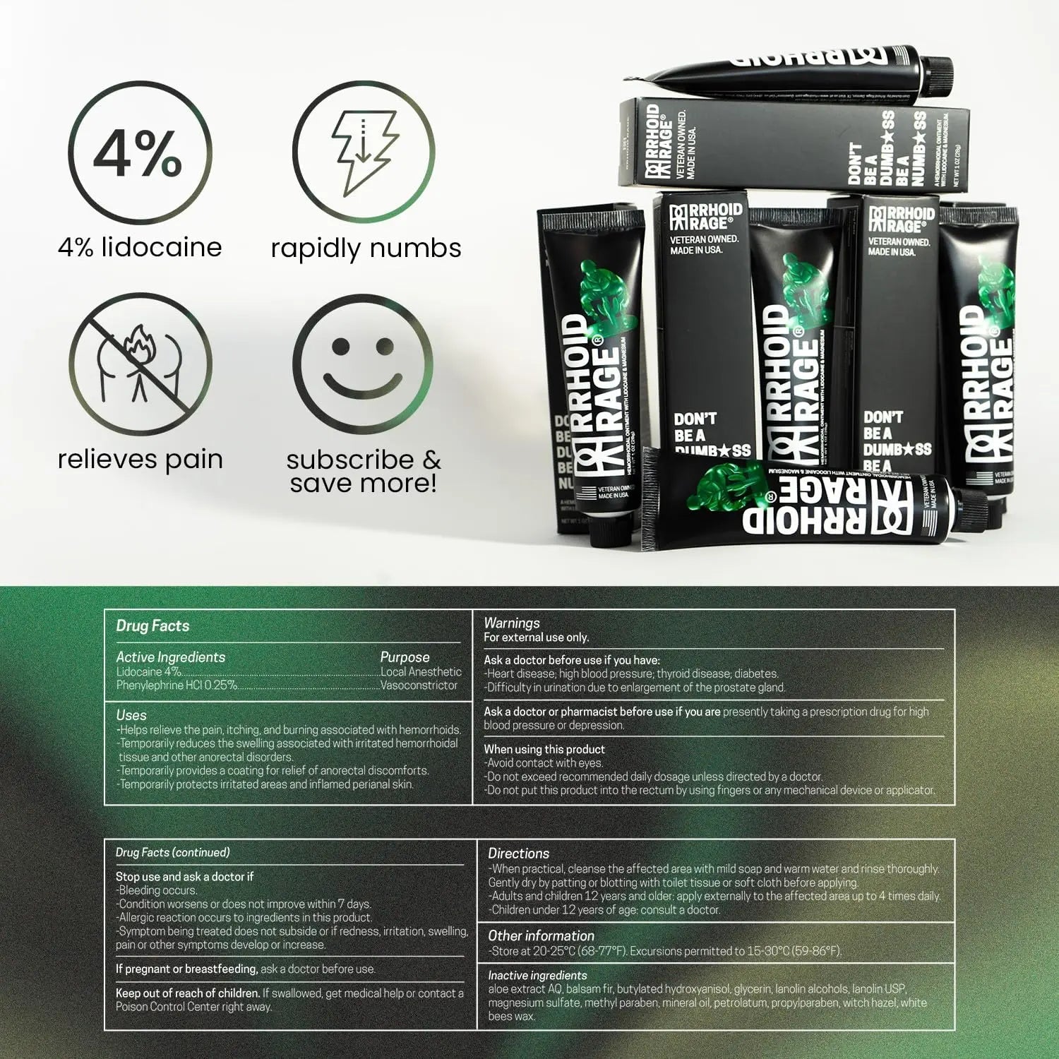Hemorrhoid Ointment - Fissure and Hemorrhoid Treatment with Lidocaine, Aloe Extract, Magnesium Sulfate, Balsam Fir, Fast Acting Hemorrhoid Cream for Itching, Swelling and Maximum Pain Relief (1-Pack) Rrhoid RageBuy Supplements Australia