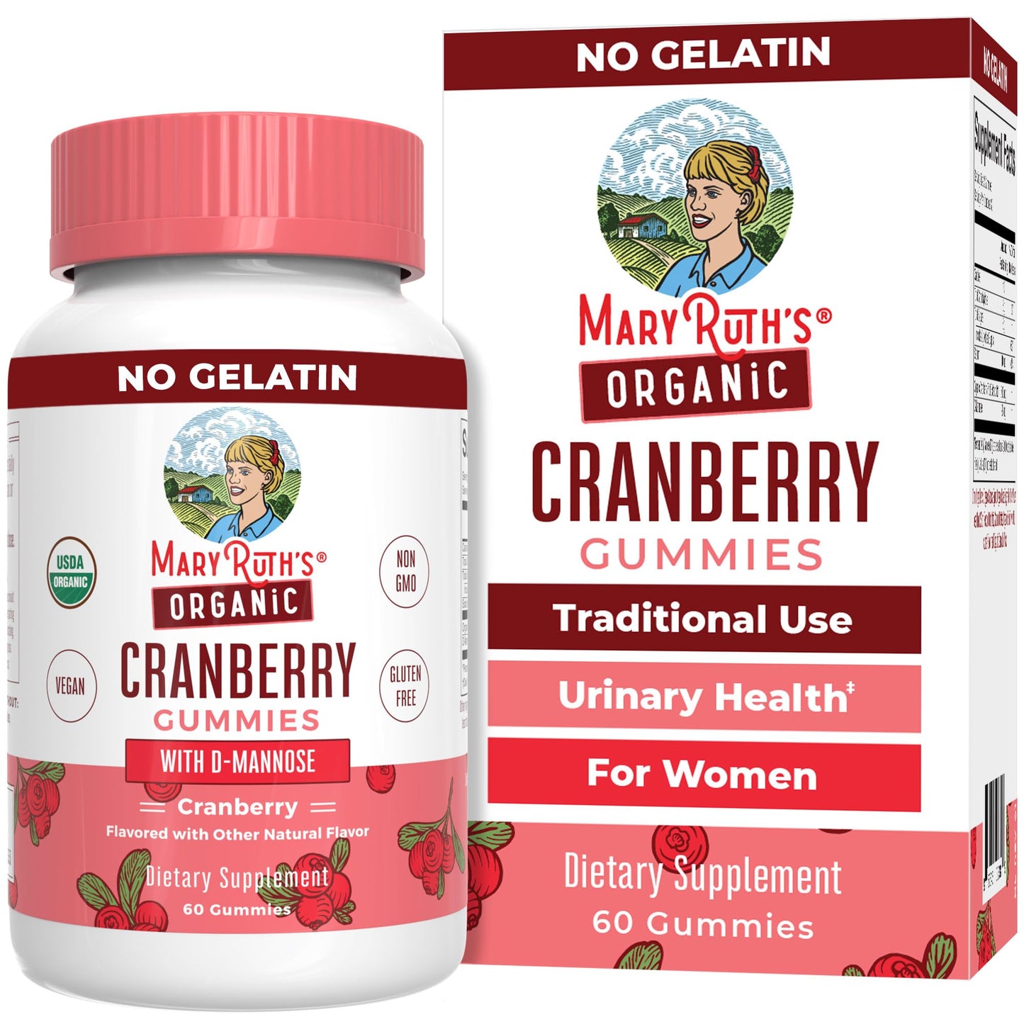 MaryRuth Organics Organic Cranberry Gummies - 500mg Supplement | Urinary Tract Health for Women | with D Mannose | Traditional Use