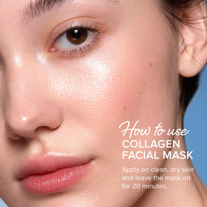 MAREE Collagen Facial Mask with Hyaluronic Acid — Sheet Face Mask Skincare — Centella Asiatica, Green & Red Algae Extract
