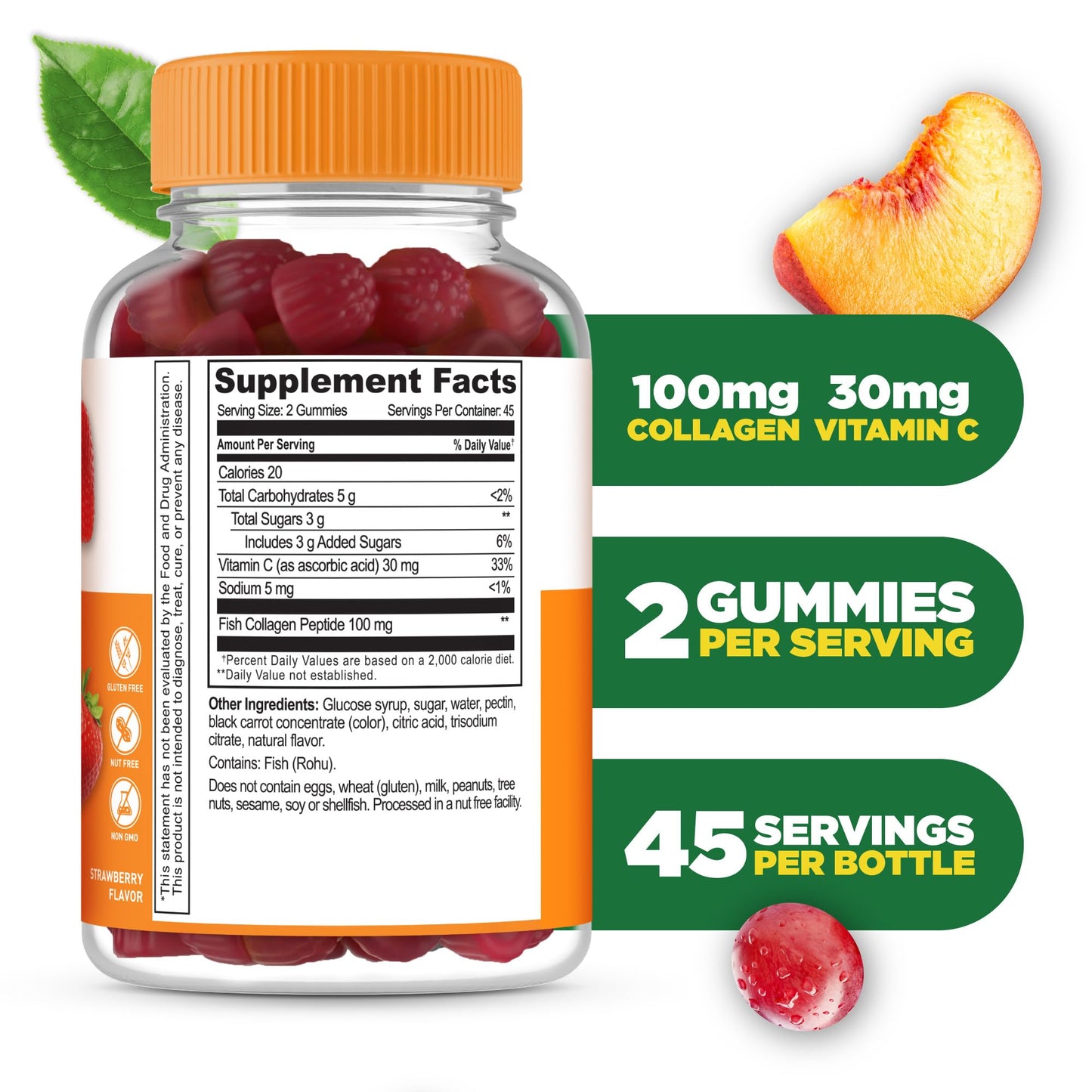 Lifeable Collagen Peptides Gummies | 100mg with Vitamin C | Great Tasting Collagen Supplements | Vegetarian Hair Skin and Nails Gummies | Collagen Gummies for Adults, Men, Women | 90 Gummies Lifeable buy supplements Au