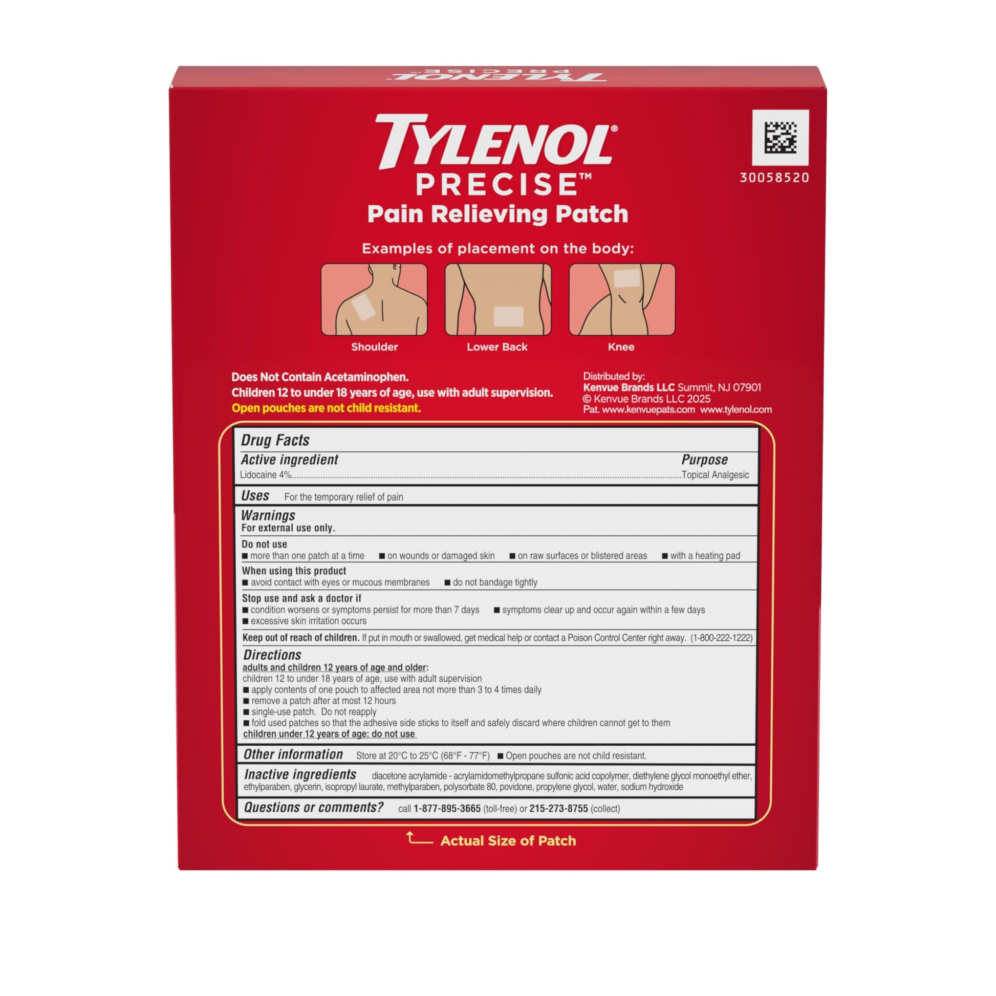 Tylenol Precise Pain Relieving Patches, Large Topical Analgesic Patches + Maximum OTC Strength Lidocaine Penetrates, Targeted Relief Ideal for Shoulder, Back & Knee Pain, Unscented, 4 ct TylenolBuy Supplements Australia