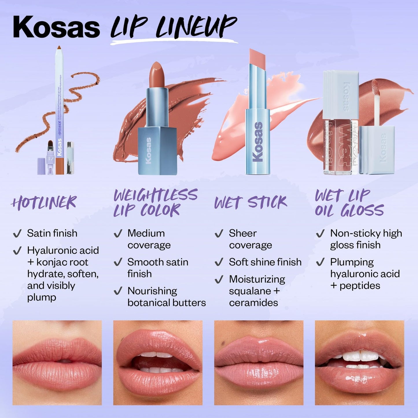 Kosas Wet Lip Oil Gloss - Hydrating Lip Plumping Treatment with Hyaluronic Acid & Peptides, Non-Sticky Finish (Unbuttoned) KosasBuy Supplements Australia