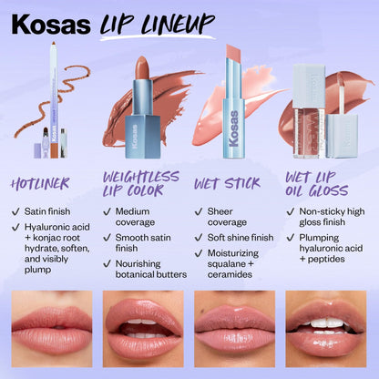 Kosas Wet Lip Oil Gloss - Hydrating Lip Plumping Treatment with Hyaluronic Acid & Peptides, Non-Sticky Finish (Unbuttoned) KosasBuy Supplements Australia