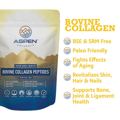ASPEN NATURALS Grass fed Bovine Collagen Peptides Powder 3lb - Collagen for Women, USA Sourced from USDA Inspected Cattle, Gluten Free, Paleo Friendly, Water Soluble, Flavorless, Easily Mixes ASPEN NATURALS buy supplements Au
