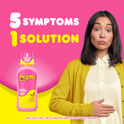 Pepto Bismol Liquid, Upset Stomach Relief, Nausea Relief, Heartburn Relief, Indigestion Relief, Anti Diarrhea Medication for Adults - 5 Symptom Fast Relief, 2x12 oz (Packaging May Vary) Pepto Bismol buy supplements Au