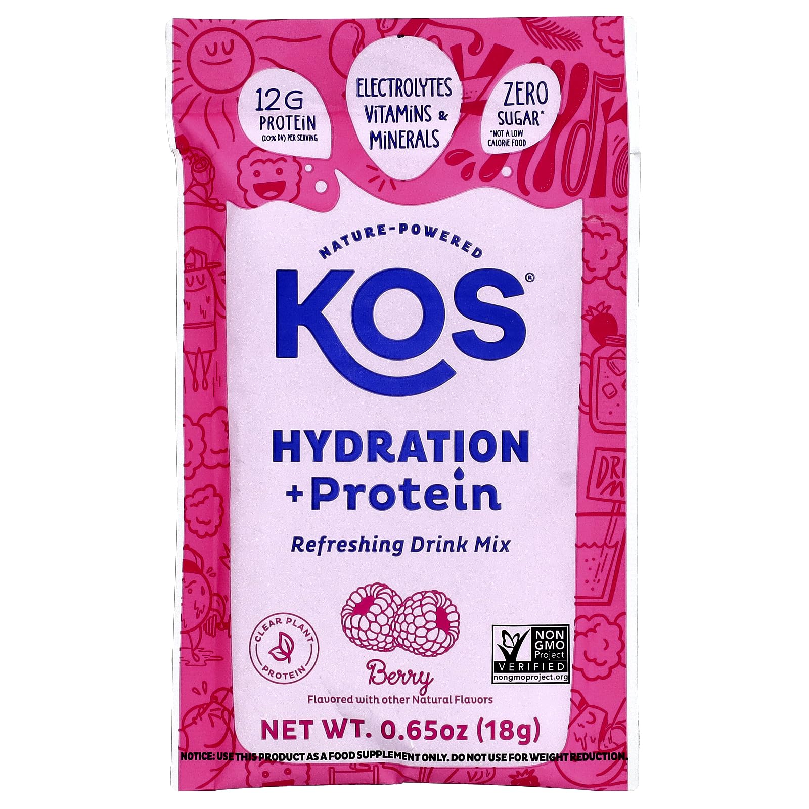 Kos Berry Hydration Protein 7ct, 0.65 OZ KOS buy supplements Au