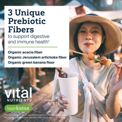 Hyperbiotics Vital Nutrients Organic Prebiotic Fiber Powder | Supports Gut Health and Digestive Regularity | Soluble Fiber Supplement for Women and Men