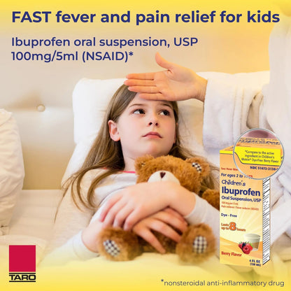 Children's Ibuprofen Oral Suspension 100 mg per 5 mL, 4 Fl Oz, Pain Reliever and Fever Reducer for Ages 2-11 Years, Dye-Free, Berry Flavor TAROBuy Supplements Australia