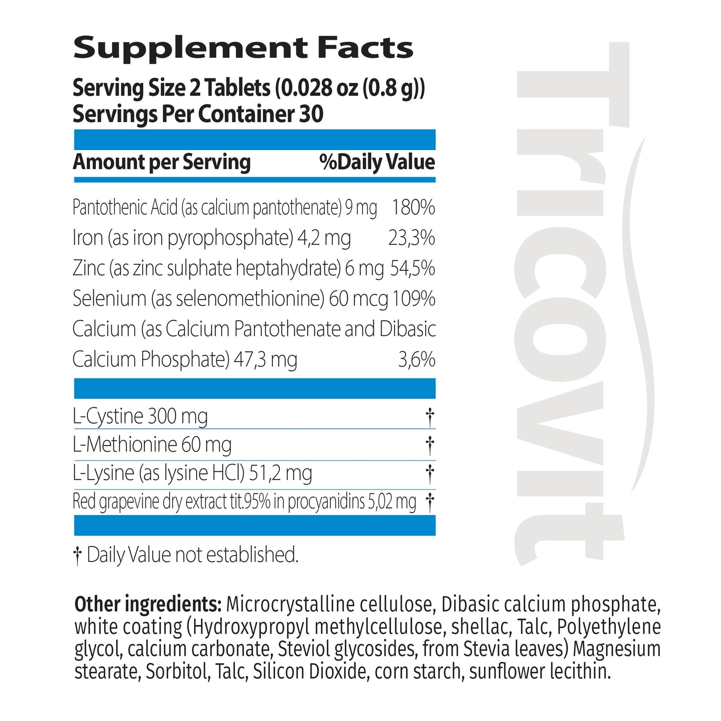 Tricovit Hair Growth Supplement - Nail & Hair Health Vitamins with Amino Acids, Minerals & Antioxidants - Dermatologist-Formulated & Gluten-Free Vitamins and Supplements for Women & Men (60 tablets) TricovitBuy Supplements Australia