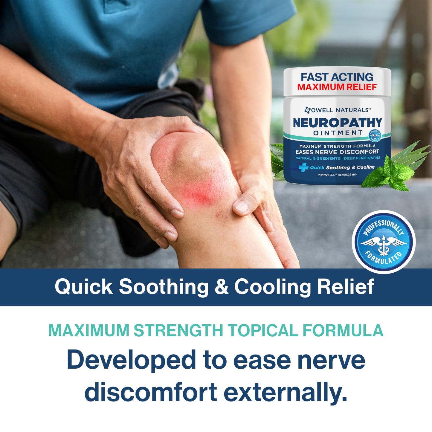 Owell Naturals Neuropathy Nerve Ointment for Feet, Fingers, Hands, Toes, Back, Legs & Arms - Fast-Acting Formula, Max Strength, Cooling Effect, 3.5 Fl Oz Owell NaturalsBuy Supplements Australia