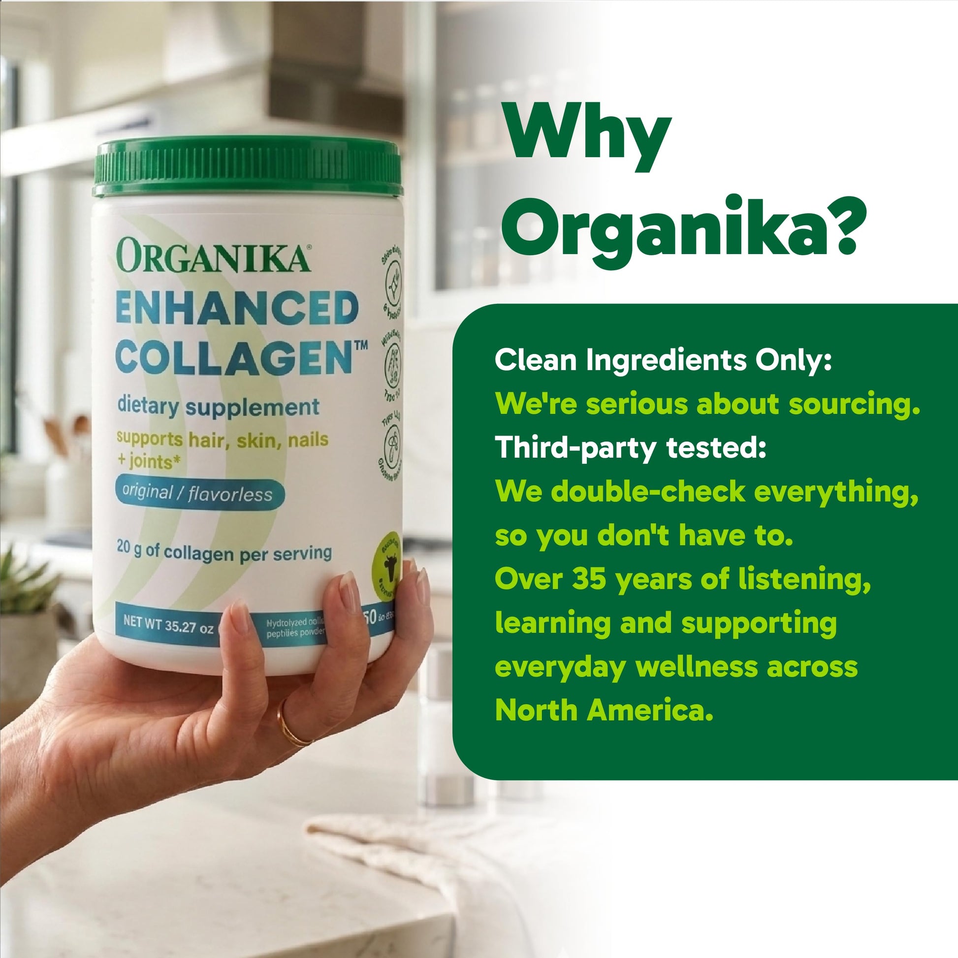 Organika Collagen Powder - for Healthy Hair, Skin, Nails, and Joints. Hydrolyzed Protein Peptides for Better Absorption- Grass-Fed, Non-GMO- Unflavoured- 2.2lbs Organika buy supplements Au