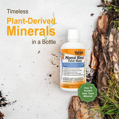 Vital Earth Minerals Fulvic Humic Mineral Blend Liquid – Fulvic Acid Supplement with 70+ Trace Minerals, Electrolytes for Recovery