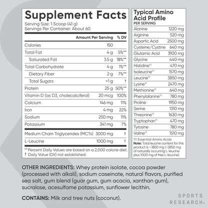 Sports Research Whey Protein Isolate - Sports Nutrition Protein Powder 25g per Serving - 5lb Bag Whey Protein - Dutch Chocolate Bulk Protein Powder, 60 Servings Sports Research buy supplements Au