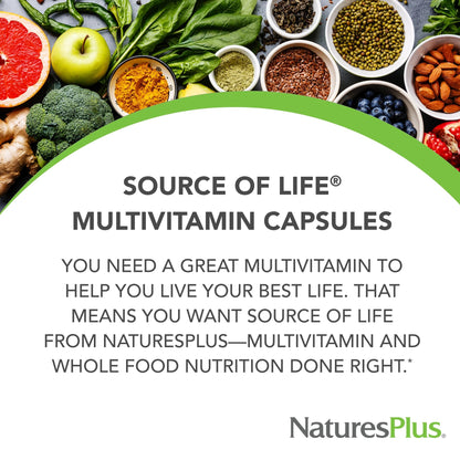 NaturesPlus Source of Life - 180 Capsules - Multivitamin & Mineral Supplement - Supports Natural Energy & Overall Well-Being - Gluten Free, Vegetarian - 20 Servings NaturesPlusBuy Supplements Australia