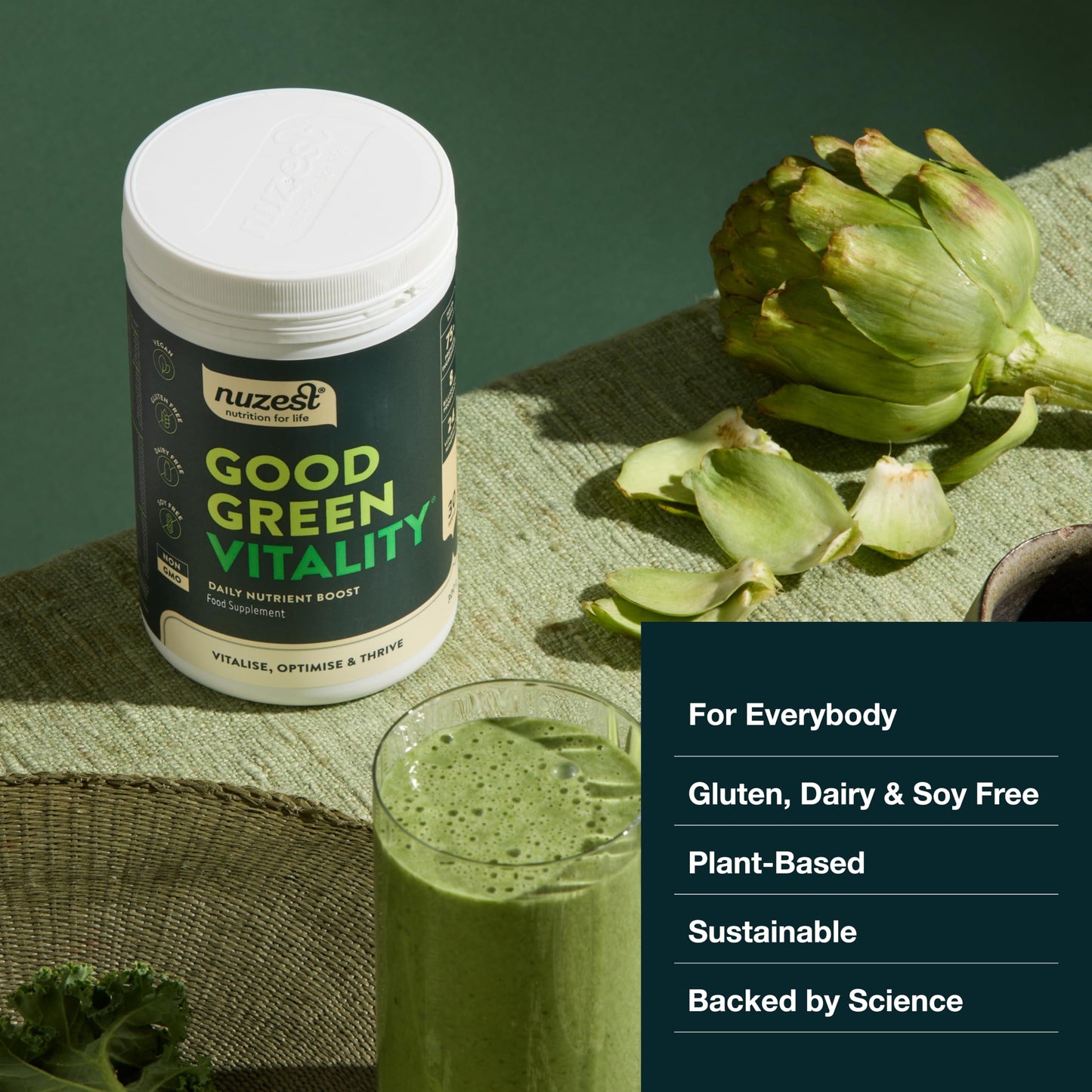 Nuzest Greens Powder Good Green Vitality – Vitamins, Minerals & Superfoods – Vegan Multivitamin Supplement (300g) Nuzest buy supplements Au