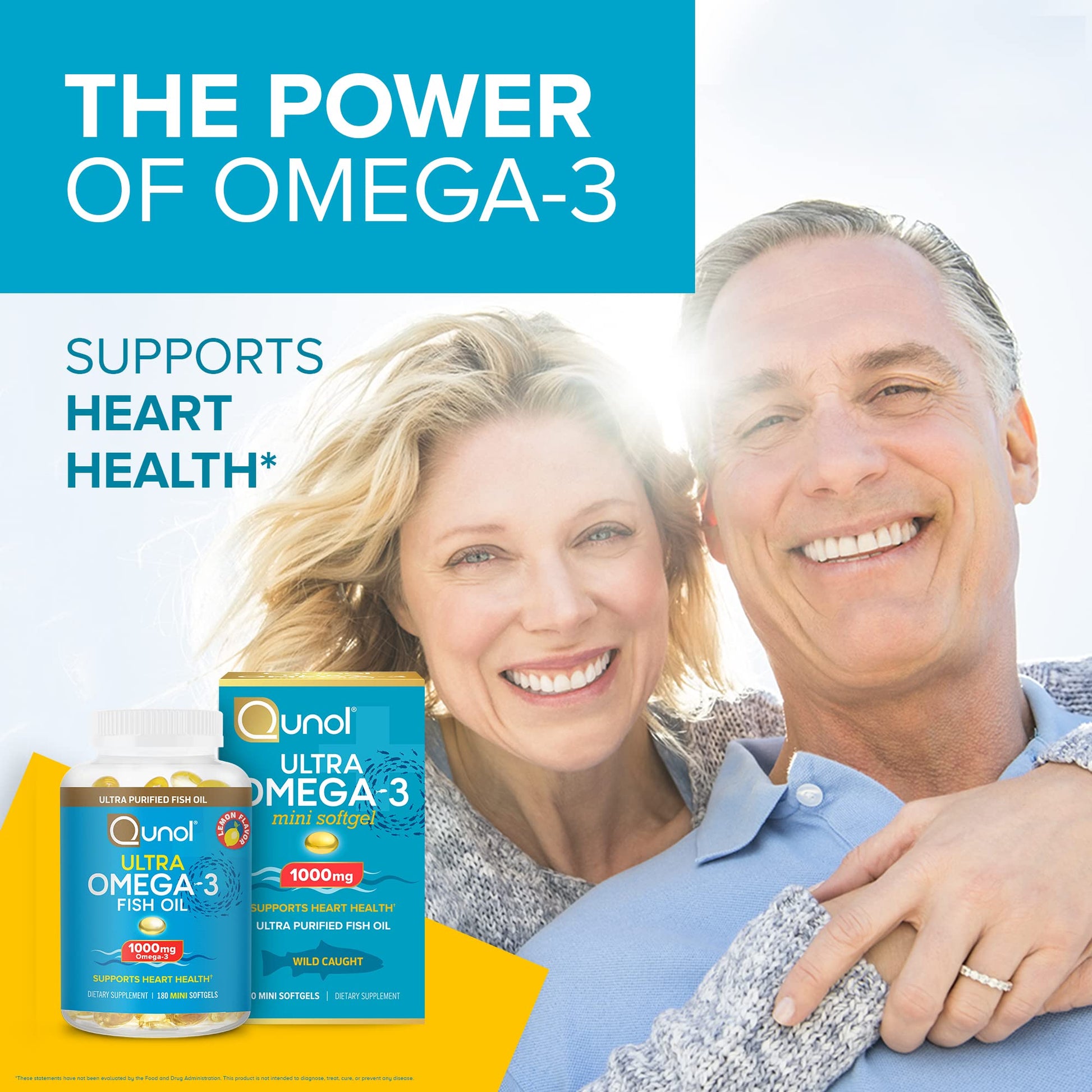 Qunol Fish Oil Omega 3 Mini Softgels, 1000mg Omega 3 EPA + DHA, Ultra Pure Supplements, Heart Health Support, Lemon Flavor, Easy to Swallow Minis, 3 Month Supply, 180 Count QunolBuy Supplements Australia