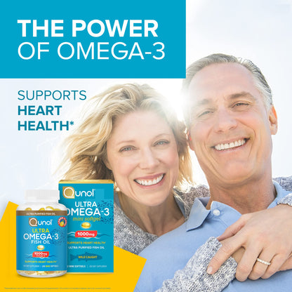 Qunol Fish Oil Omega 3 Mini Softgels, 1000mg Omega 3 EPA + DHA, Ultra Pure Supplements, Heart Health Support, Lemon Flavor, Easy to Swallow Minis, 3 Month Supply, 180 Count QunolBuy Supplements Australia
