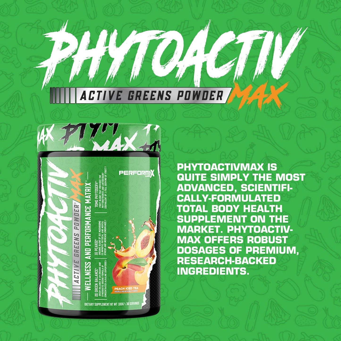 Performax Labs PhytoactivMax Active Greens Powder Wellness and Performance Matrix | Phytonutrients – Overall Health | 30 Servings (Strawberry Pineapple) Performax Labs buy supplements Au