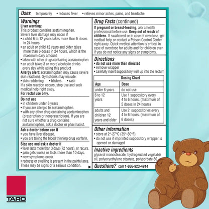 Feverall Children Acetaminophen Suppositories 6 Rectal Suppositories 325mg Each Pain Reliever/Fever Reducer. Paraben Free, No Artificial Colors or Other preservatives. Ages 6-12 Years FeverallBuy Supplements Australia