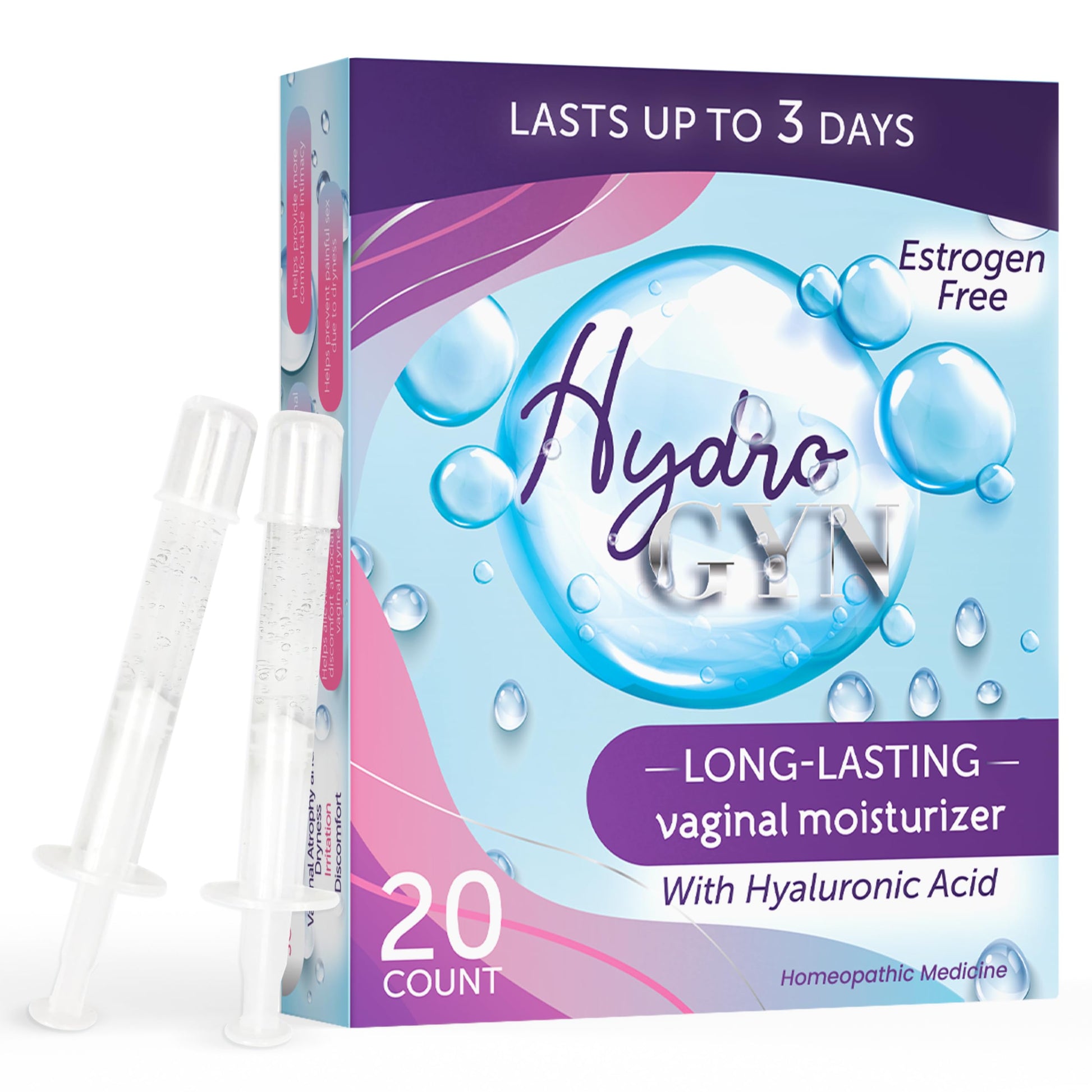 Hydro GYN Vaginal Moisturizer | Long Lasting for Vaginal Dryness & Irritation | Hyaluronic Acid & Vitamin E | Feminine Care Hormone Free | Pre and Post Menopausal I 20 Count Terramed Just Think Comfort buy supplements Au