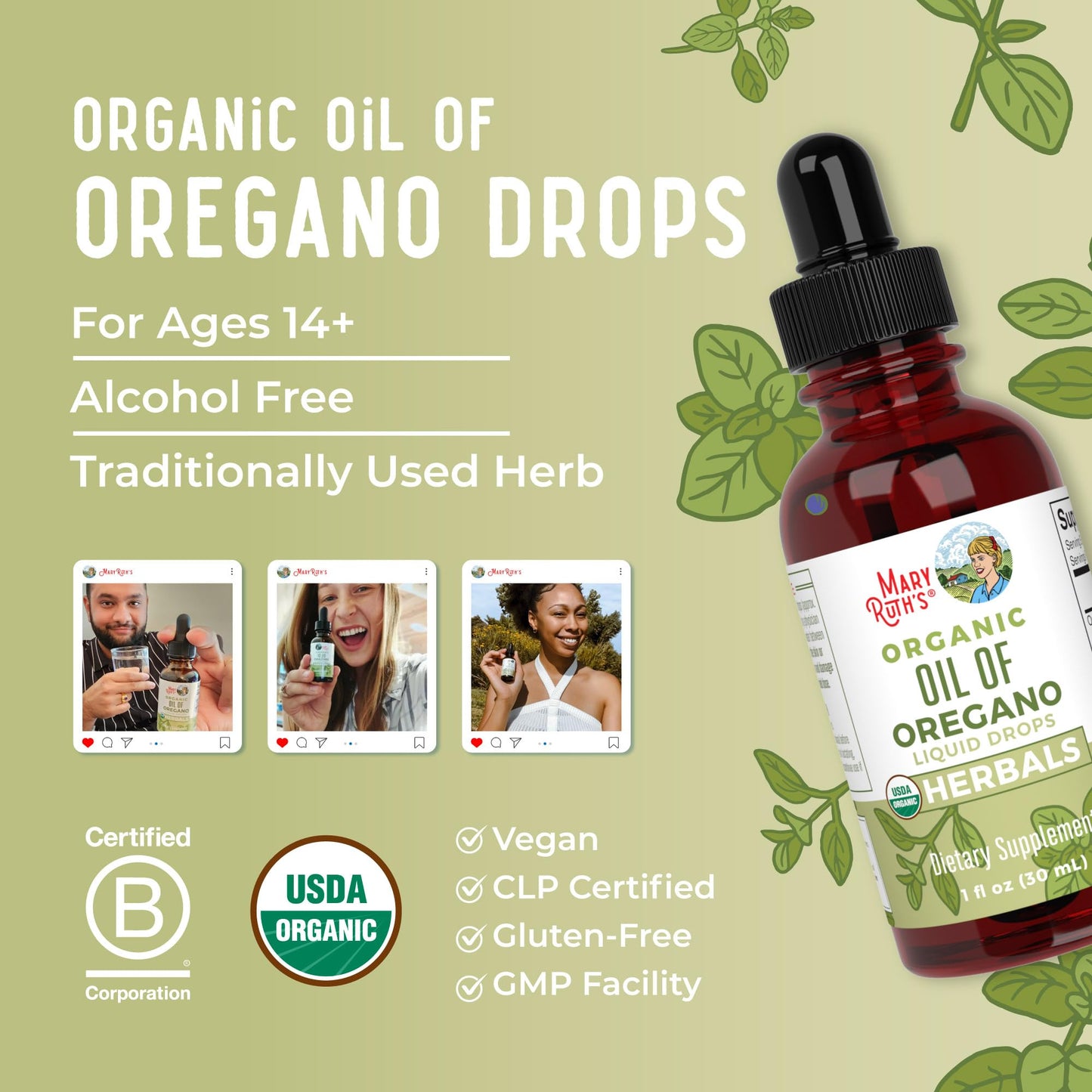 MaryRuth Organics Oregano Oil Drops | 6 Month Supply | USDA Organic Oil of Oregano Liquid | Herbal Blend for Immune Support | Digestive Health | Overall Health