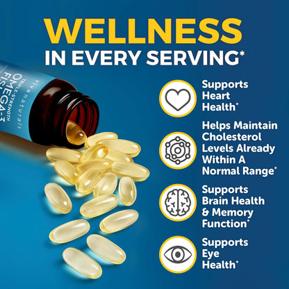 Triple Strength Fish Oil Omega 3 Supplements for Women and Men – 2500 mg High-Potency, Easy-to-Absorb Re-esterified Triglyceride Form, Pescatarian-Friendly DPA Omega 3 EPA DHA Supplement,180 Softgels Viva NaturalsBuy Supplements Australia