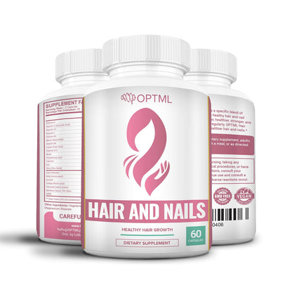 OPTML Hair and Nail Vitamins for Hair Growth and Thickness, Biotin-Infused Hair Pills, Hair Vitamins for Faster Hair Growth and Healthy Nails, for Women and Men, 60 Capsules OPTML buy supplements Au