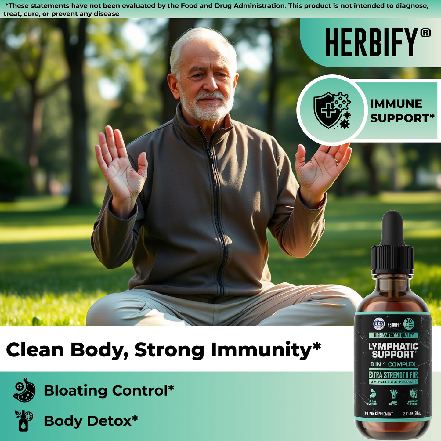 HERBIFY Lymphatic Drainage Drops for Liver Detox & Immune Support - Lymph System Support Drops - Detox Cleanse - 30 Days Supply - 2 Fl Oz Made in USA HERBIFY buy supplements Au
