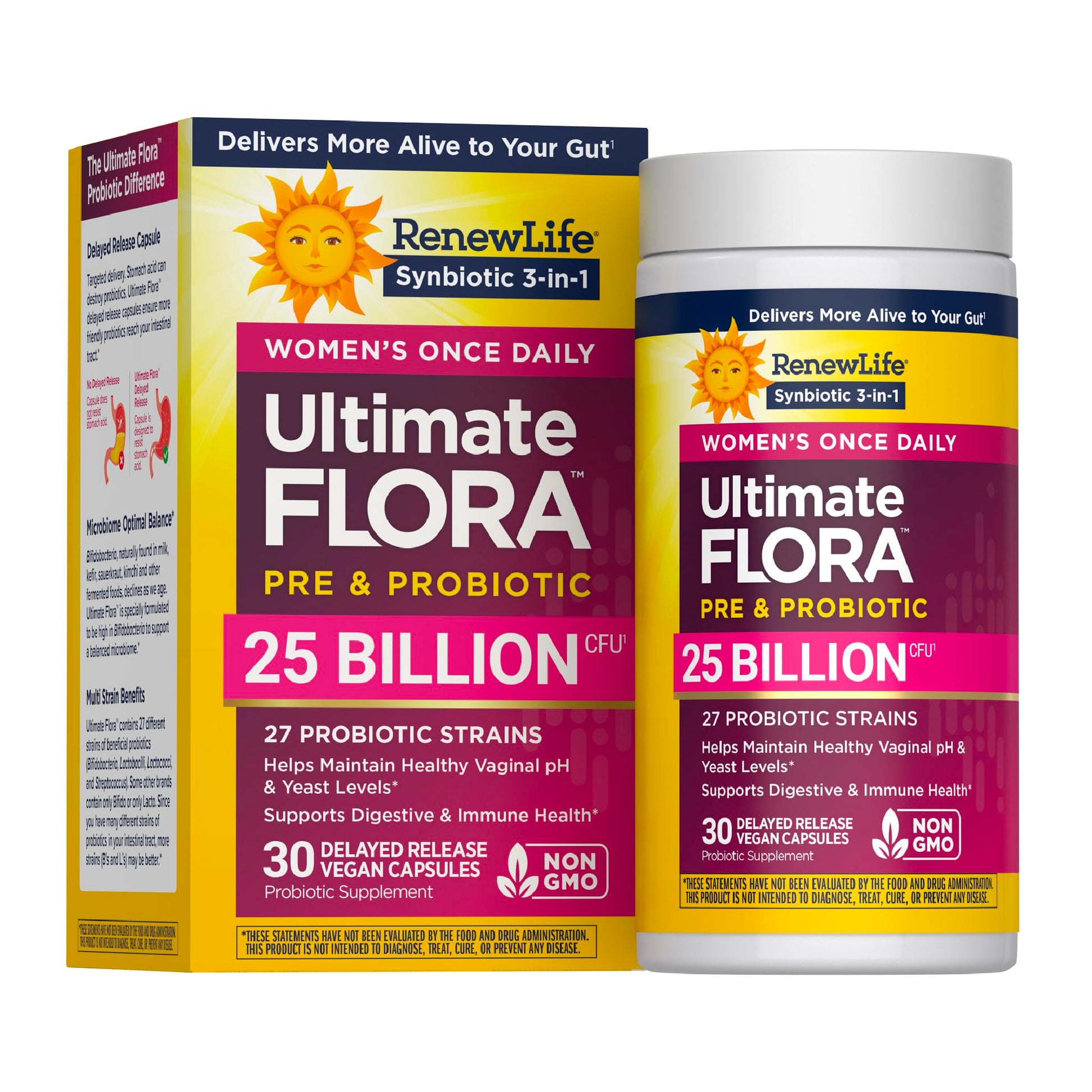 Renew Life Ultimate Flora Probiotics for Women with Prebiotics | 25 Billion CFU | 30 Delayed Release Capsules | 3 in 1 Synbiotic | Supports Digestive and Immune Health | Dairy, Soy and Gluten-Free Renew Life buy supplements Au
