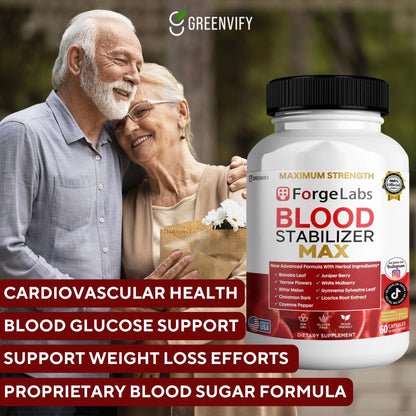 GREENVIFY ForgeLabs Blood Stabilizer Max, Maximum Strength Dietary Supplement, 60 Veggie Capsules, with Banaba Leaf, Juniper Berry, White Mulberry. (1) GREENVIFY buy supplements Au
