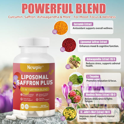 Newpie Saffron Supplements - 100% Pure Saffron Extract Capsules - Natural Mood Enhancer, Supports Eye & Heart Health, Boosts Energy - Premium Supplement for Women & Men（60 Servings (2) Newpie buy supplements Au