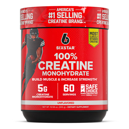Six Star 100% Creatine Monohydrate Powder - Unflavored Micronized Creatine Monohydrate Supplement for Workout Performance, Muscle Building & Strength