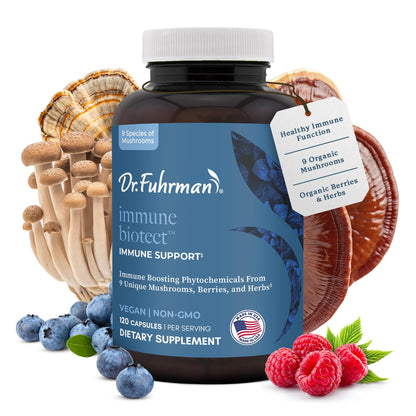 Dr. Fuhrman All Natural Immune Support Supplement | Whole-Food Derived Vitamin for Immunity Defense | Organic Mushrooms, & Berries | Organic Lion’s Mane, Maitake, Reishi, and Elderberry | 120 Caps Dr. Fuhrman buy supplements Au