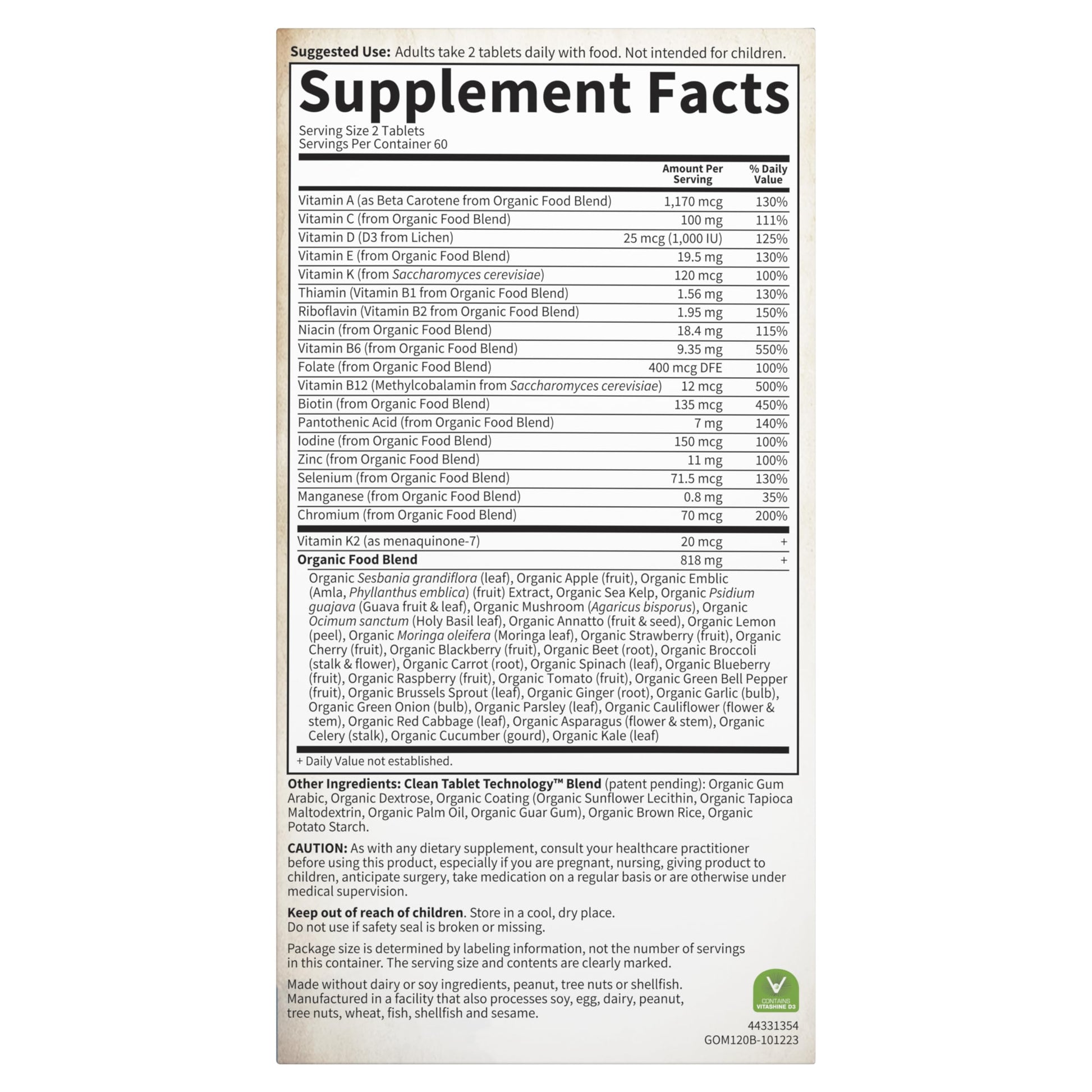 Garden of Life Organics Whole Food Multivitamin for Men, 120 Tablets, Vegan Mens Vitamins and Minerals for Health and Well-Being, Certified Organic Vegan Multi Garden of LifeBuy Supplements Australia